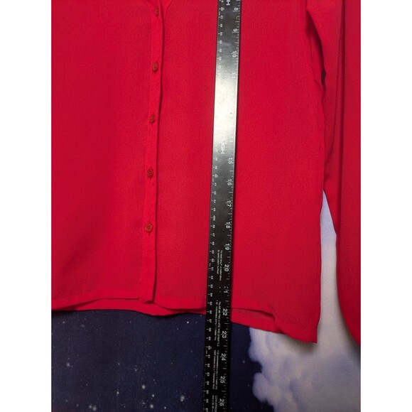 Vintage Red Sheer Button-Up Blouse Charlotte Ford Boutique Size 6 Classic Career - Picture 5 of 8